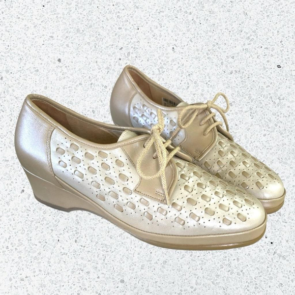 Fazan Two Tone Oxford Wedge Heel All Leather Spectator Shoes Women’s Sz. 7 - Picture 7 of 10